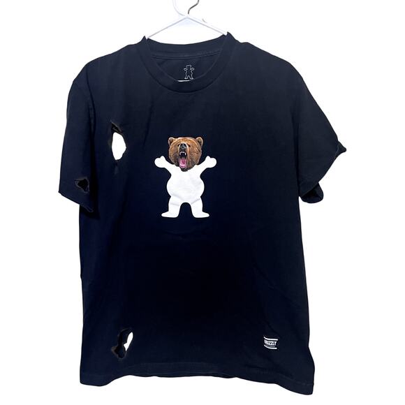 Grizzly Griptape Graphic T-Shirt Mens L holes Skateboarding Skater black - Picture 1 of 7